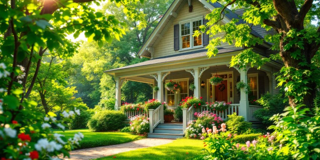 A serene house amidst greenery representing financial freedom.