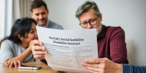 Person reviewing Social Security Disability documents with family support.