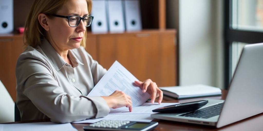 Person analyzing financial documents for SSI eligibility.