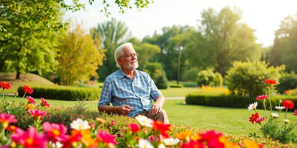 Couple enjoying a peaceful retirement in a park.