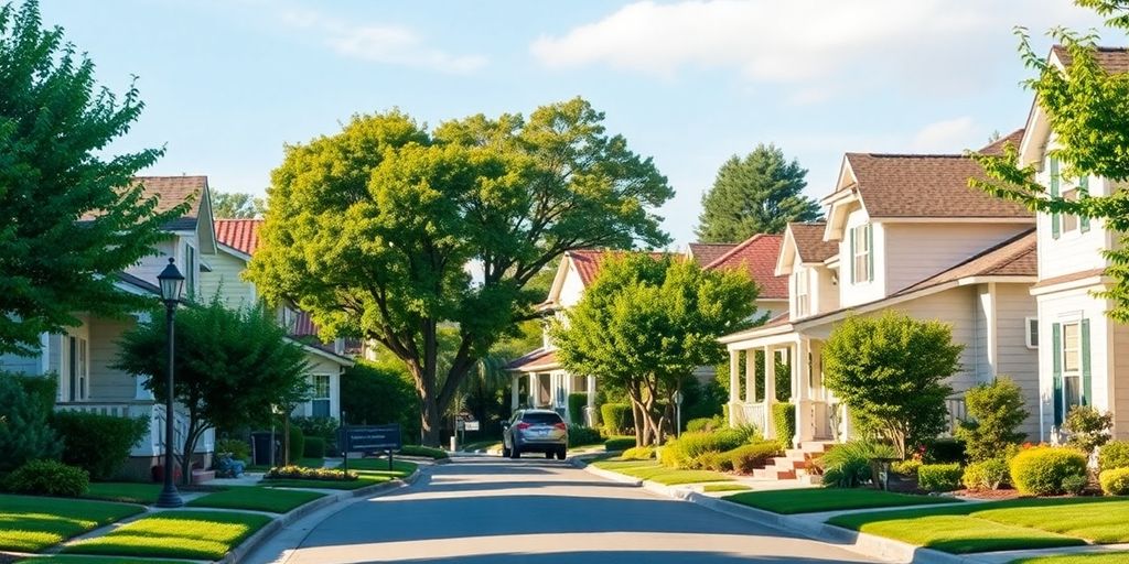 Beautiful suburban homes in a peaceful neighborhood.